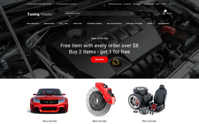 Tuning Master - Modèle OpenCart moderne de réglage de voiture