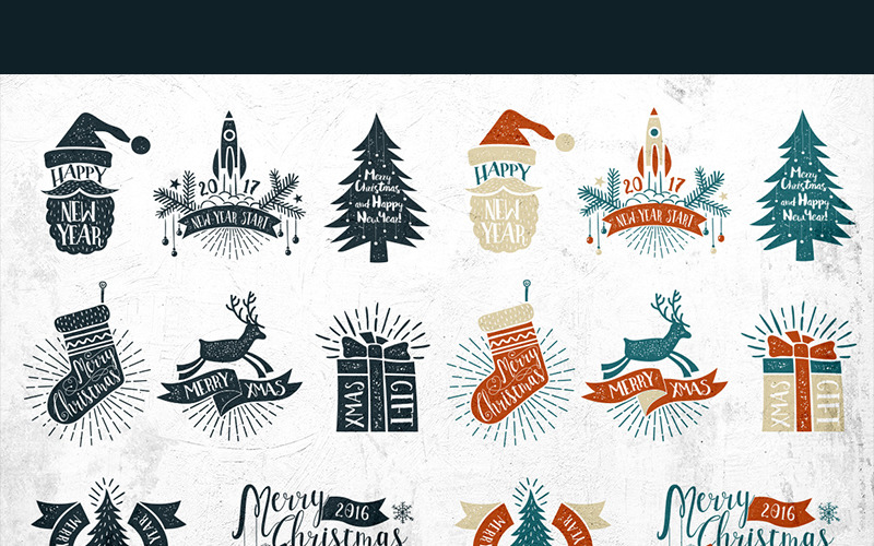 Vintage Weihnachtsetiketten - Illustration