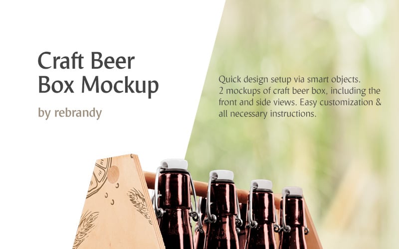 Download Мокап для продукта "Craft Beer Box product mockup" / Craft Beer Box product mockup - Мокап для продукта на тему графика mockup beer bottle box wood craft packaging alchohol alcohol crate case cold cool design beverage drink botle pack package kraft