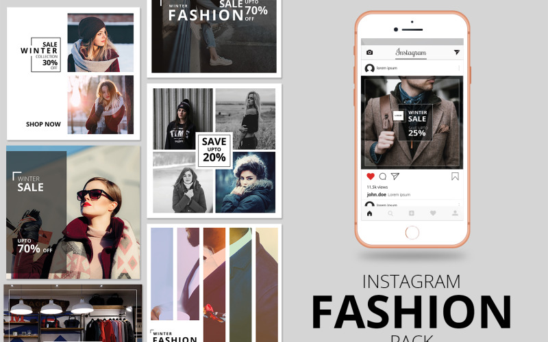 Modèle de médias sociaux de pack de bannière Instagram de mode