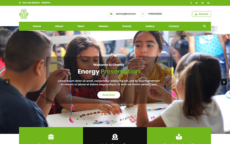 благотворительный шаблон целевой страницы "руки помощи"