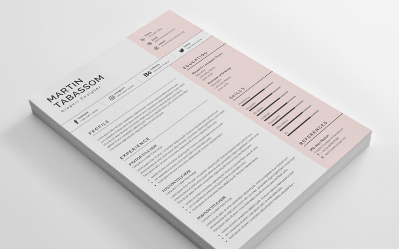 Download Резюме "Martin Tabassom Professional & Modern Resume Template" / Martin Tabassom Professional & Modern Resume Template - Резюме на тему графика resume cv clean creative word infographic modern professional student mac pages manager template bankers doctors job seekers