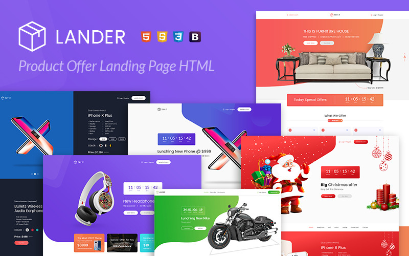 Modelo de página inicial de oferta de produto Lander