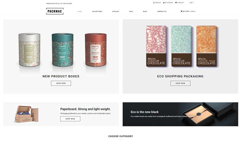 Packmack - Packaging Tema Shopify pulito multipagina