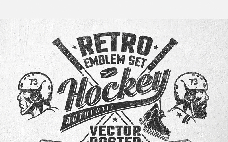 Download Иллюстрация "Retro Hockey Emblem - Illustration" / Retro Hockey Emblem - Illustration - Иллюстрация на тему графика emblem badge label illustration banner professional poster stamp ribbon symbol
