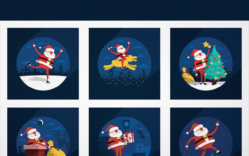 Download Иллюстрация "Santa Claus Situations - Illustration" / Santa Claus Situations - Illustration - Иллюстрация на тему графика emblem badge label illustration banner professional poster stamp ribbon symbol
