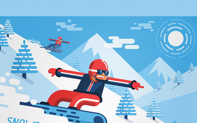 Download Иллюстрация "Snowboarding People - Illustration" / Snowboarding People - Illustration - Иллюстрация на тему графика emblem badge label illustration banner professional poster stamp ribbon symbol