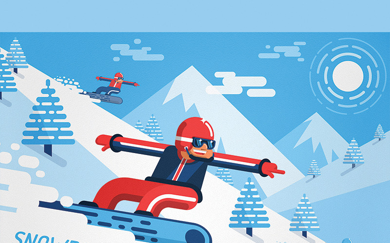 Snowboarding People - Illustration