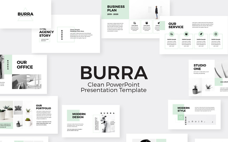Burra Clean简单演示文稿PowerPoint模板