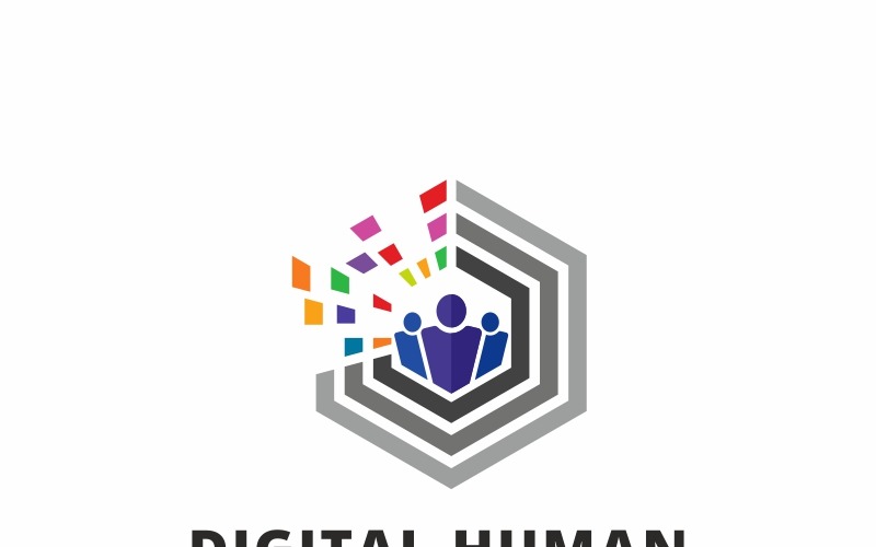 Download Шаблон логотипа "Digital Human Logo Template" / Digital Human Logo Template - Шаблон логотипа на тему графика app circle colorful communication concept connect connection cycle development dynamic financial flow human resource resources investment marketing modern multimedia network