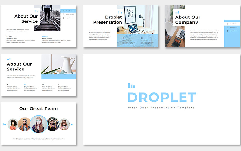 Droplet Pitch Deck PowerPoint-sjabloon