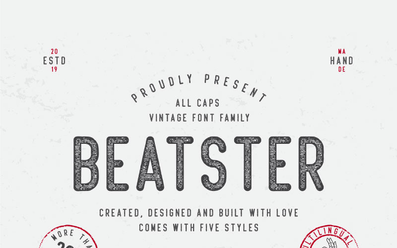 Download Шрифт "Beatster | With Extra Font" / Beatster | With Extra Font - Шрифт на тему графика vintage rough logo texture display font rustic template handdrawing badge script typography poster grunge