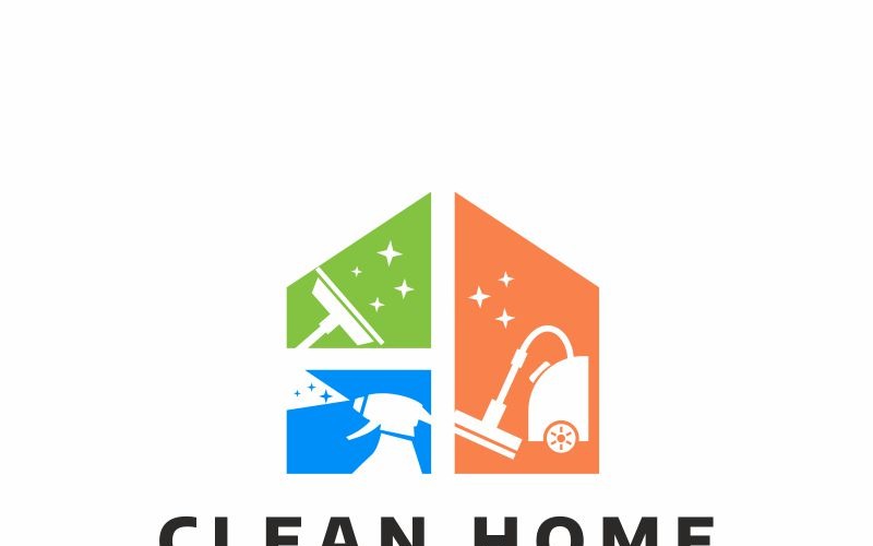 Download Шаблон логотипа "Clean Home Logo Template" / Clean Home Logo Template - Шаблон логотипа на тему графика bubble bucket building clean colorful home cleaning house household housework maid neat professional satisfaction soap spray storing sweeper vaccum wash