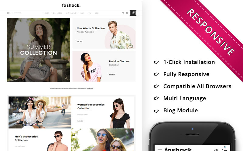 Fashack - O modelo OpenCart responsivo da loja de moda