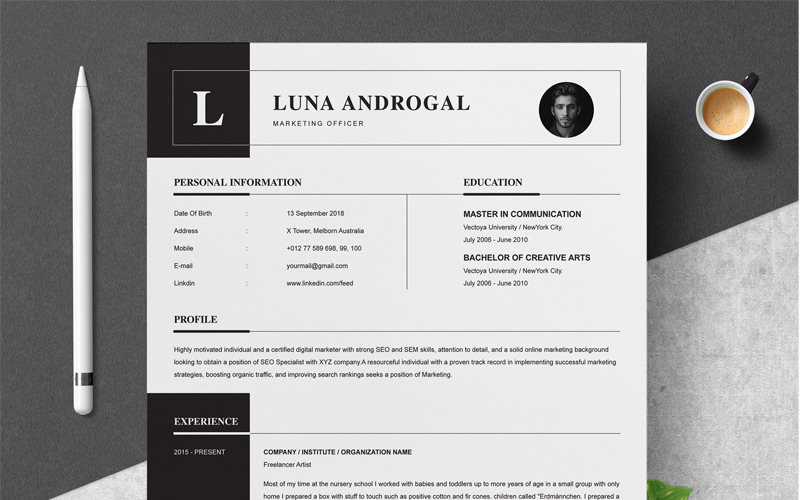 Luna Androgal CV-sjabloon