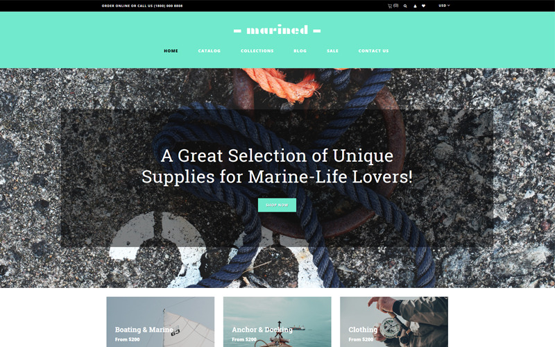 Marined-划船配件清洁Shopify主题