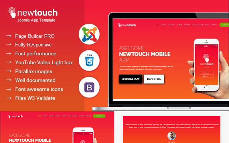 Newtouch – технологія посадки додатків, шаблон Joomla