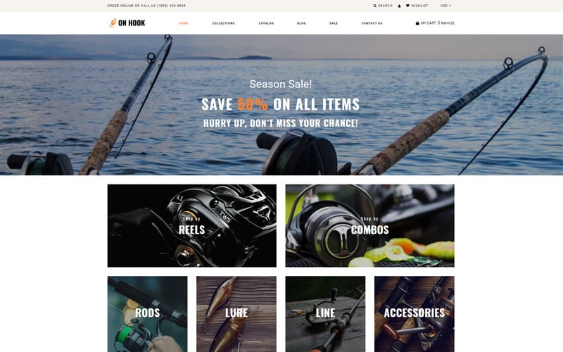 On Hook - Fishing Multipage Clean Shopify Teması