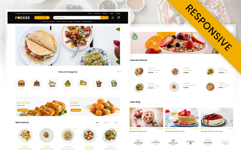 Responsive OpenCart-Vorlage für Futterrestaurants