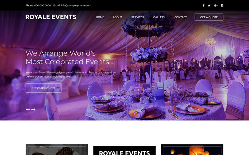 Royale Events - шаблон багатоцільового управління подіями PSD
