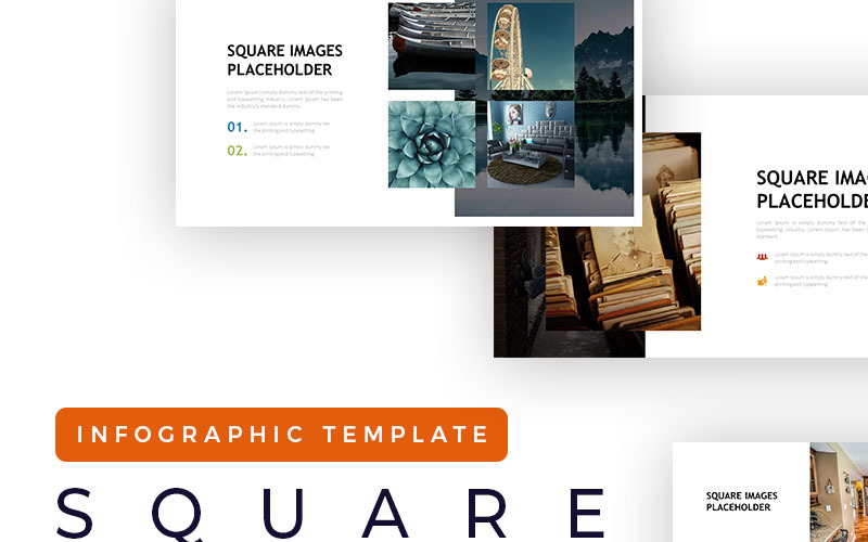 Square Placeholder Presentation - Infographic PowerPoint šablona