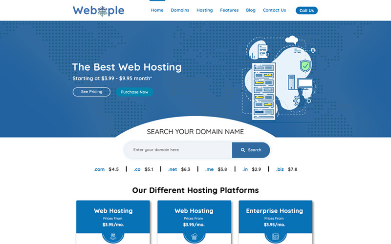 Download Webople Domain Hosting Psd Template 78785 PSD Mockup Templates