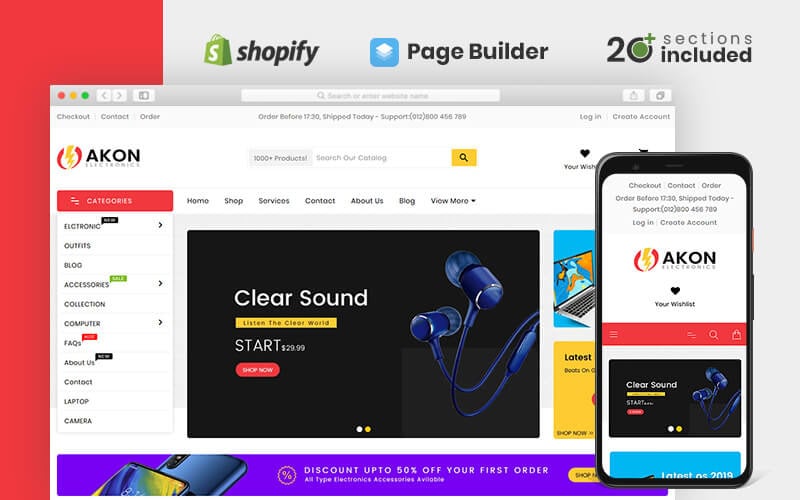 akon electronics shopify тема