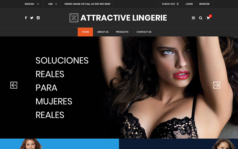 Download PSD шаблон "Attractive Lingerie Store PSD Template" / Attractive Lingerie Store PSD Template - PSD шаблон на тему магазин белья lingerie underwear women store bra panty photoshop psd template theme