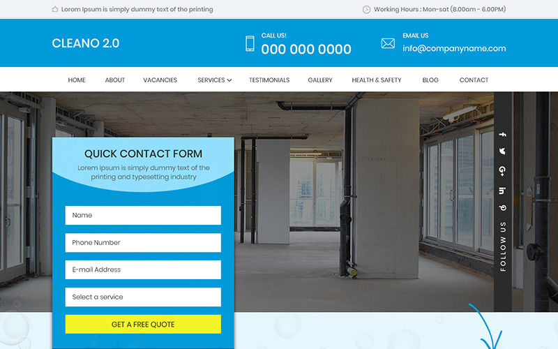 Download PSD шаблон "Cleano 2.0 - Multipurpose Cleaning PSD Template" / Cleano 2.0 - Multipurpose Cleaning PSD Template - PSD шаблон на тему клининговая компания cleaning house office template theme photoshop psd