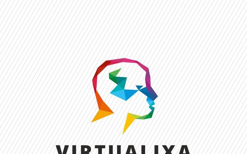 Download Шаблон логотипа "Human Polygon Logo Template" / Human Polygon Logo Template - Шаблон логотипа на тему графика 3d augmented reality brainstorm brand branding colorful concept development digital exchange experience gaming generation head human idea media mind network