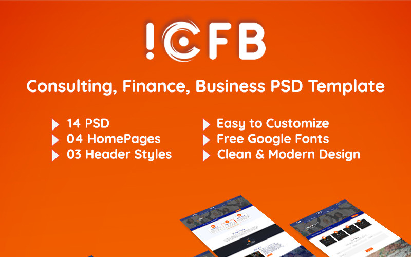 Download PSD шаблон "ICFB Consulting PSD Template" / ICFB Consulting PSD Template - PSD шаблон на тему консалтинг consulting business corporate financial finance trading web design it psd tamplate creative