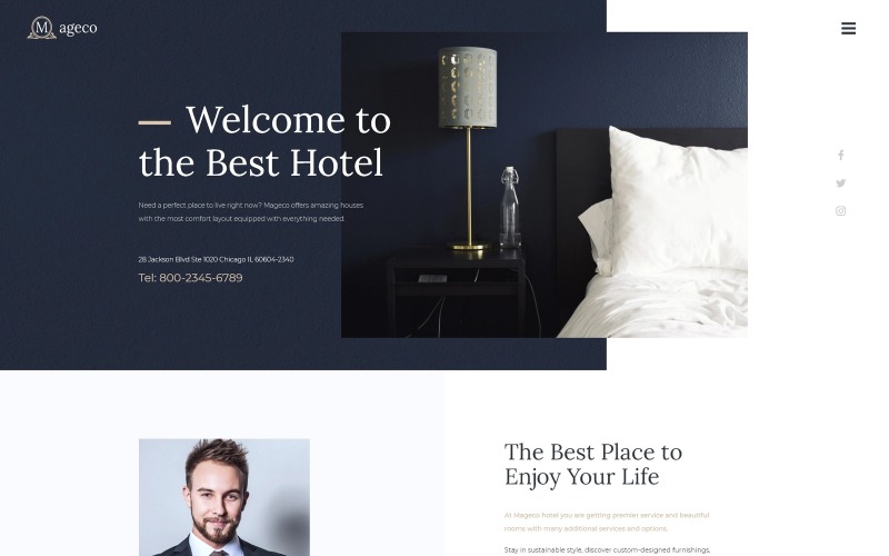 Mageco - Hotel Többcélú Minimális WordPress Elementor téma