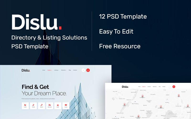 PSD шаблон каталога и списков Dislu