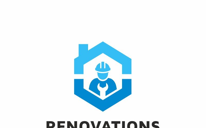 Download Шаблон логотипа "Renovations Logo Template" / Renovations Logo Template - Шаблон логотипа на тему графика brand branding builder building business carpenter handyman contractor hammer home logo house identity measure measuring tape professional reno renos renovation