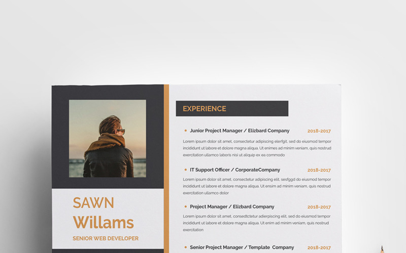 Download Резюме "Sawn Williams Resume Template" / Sawn Williams Resume Template - Резюме на тему графика resume cv printable vector editable free-fonts psd ai pdf bonous professional clean coustomizable a4 print-ready 300dpi cover letter eps engineer