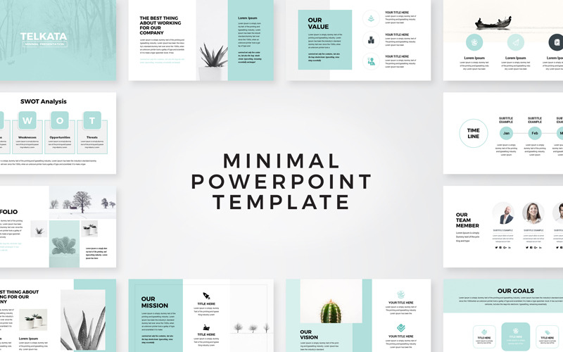Telkata Minimal Clean Presentation PowerPoint-sjabloon