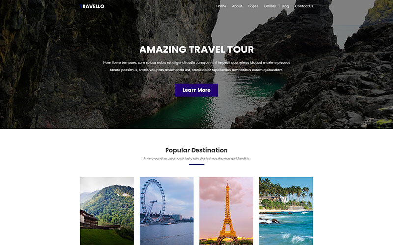 Download PSD шаблон "Travello  |  Amazing Travel and Tours PSD Template" / Travello  |  Amazing Travel and Tours PSD Template - Адаптивный PSD шаблон на тему отзывы об отелях events holiday hotels package-tours reservation resorts tourism tours traveling trip travel tour agency traveler vacation cars cruises family flight holidays