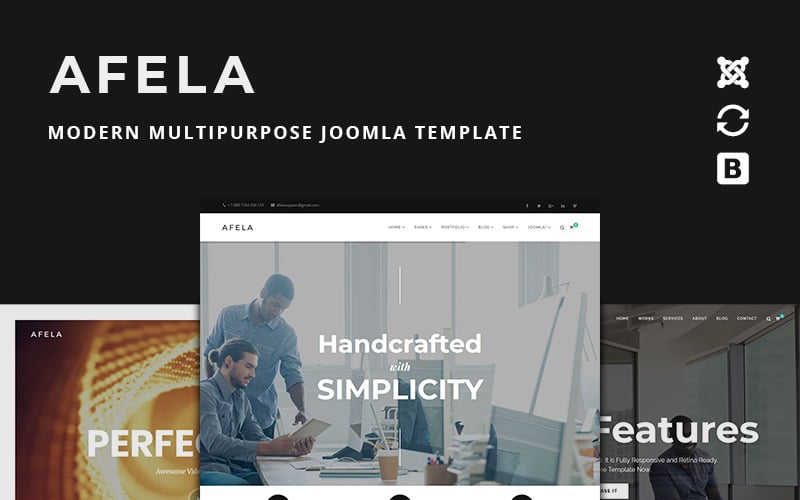 Afela | Modello Joomla aziendale multiuso flessibile