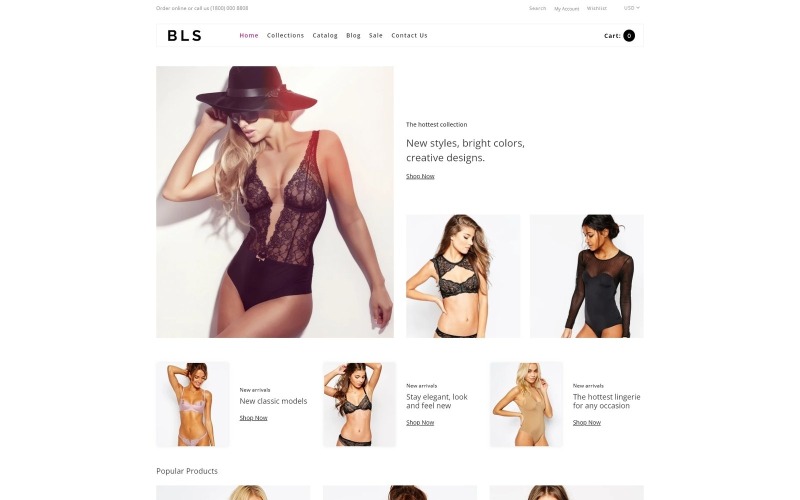 BLS - Fehérnemű e-kereskedelem tiszta Shopify téma