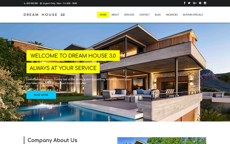 Dream House 3.0 - PSD шаблон универсального строительного сайта