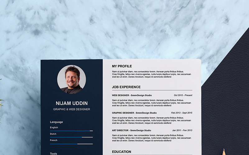 Download Резюме "Nijam Uddin Resume Template" / Nijam Uddin Resume Template - Резюме на тему графика resume psd editable creative minimal graphic designer web developer clean a4 letter word layout printable