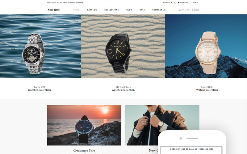 Новий час - Годинники очищають тему Shopify