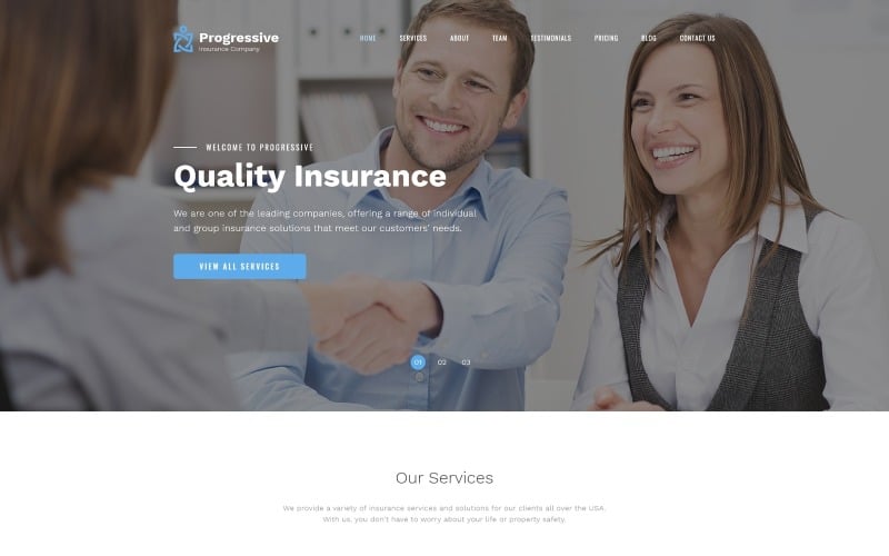 Progressive - Modèle de page de destination HTML Bootstrap4 Insurance Clean