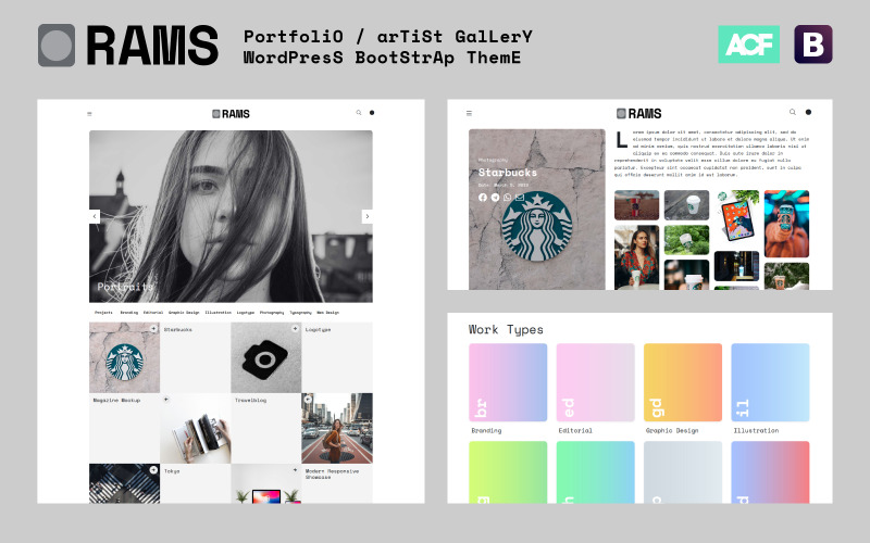 RAMS - Tema WordPress della galleria dell'artista del portfolio