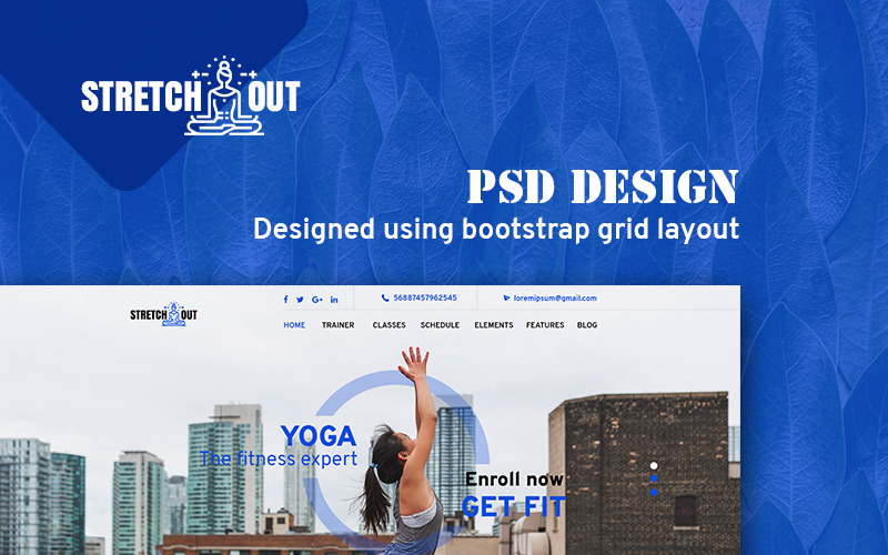 Download PSD шаблон "StretchOut PSD Template" / StretchOut PSD Template - PSD шаблон на тему графика fitness yoga meditation exercise classes recreation wellness health healthcare trainer lifestyle instructor pilates asanas workout bootstrap template theme psd