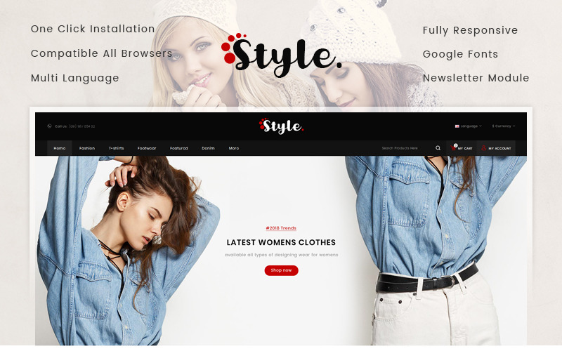 стиль модный магазин шаблон opencart