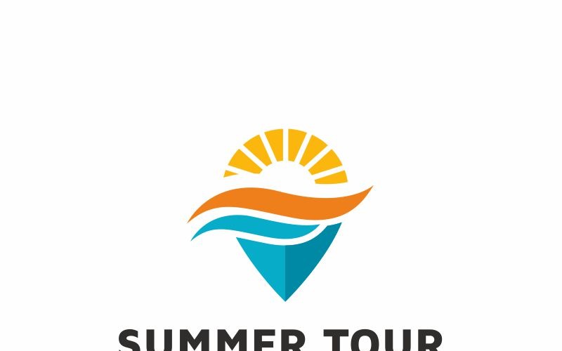 Download Шаблон логотипа "Summer Tour Logo Template" / Summer Tour Logo Template - Шаблон логотипа на тему графика ai air airplane aviation beach blue business colorful company eps file getaway happy holiday leisure logo plane sea summer template