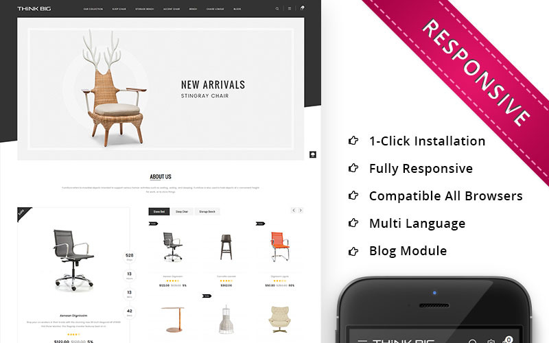Thinkbig-超级家具OpenCart模板