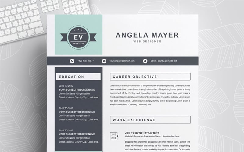 Modèle de CV Angela