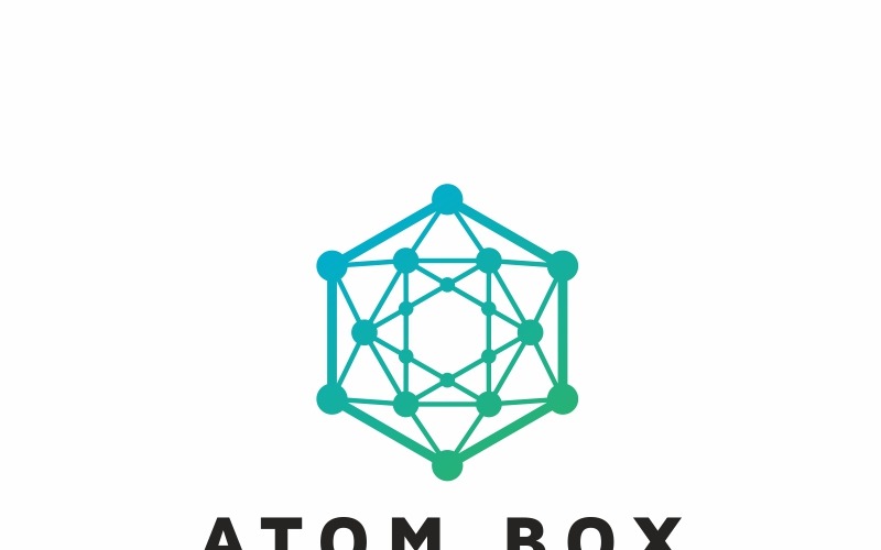 Download Шаблон логотипа "Atom Box Logo Template" / Atom Box Logo Template - Шаблон логотипа на тему графика abstract arrow logo atom logo bleu colorful communication connection creative global globe hexagon hub innovative lab network out of the